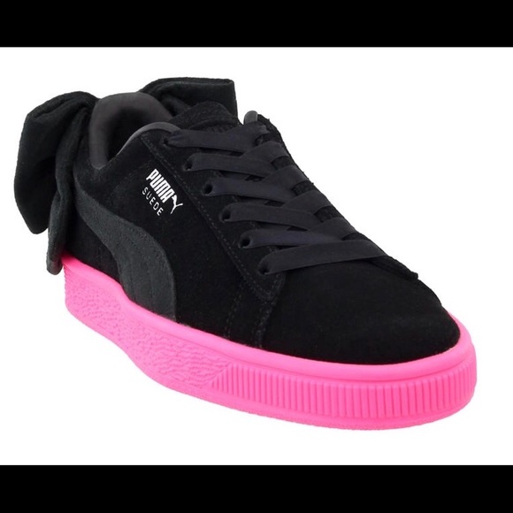 puma pink and black shoes